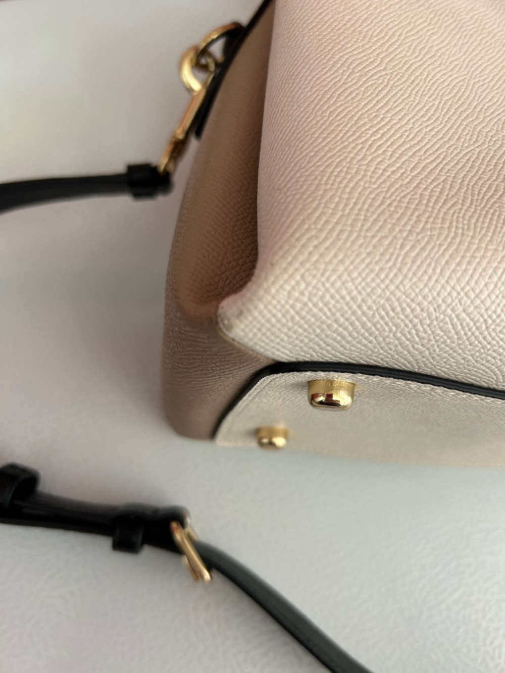 Coach Cream Leather Satchel with Black Handles and Strap - Picture 16 of 16